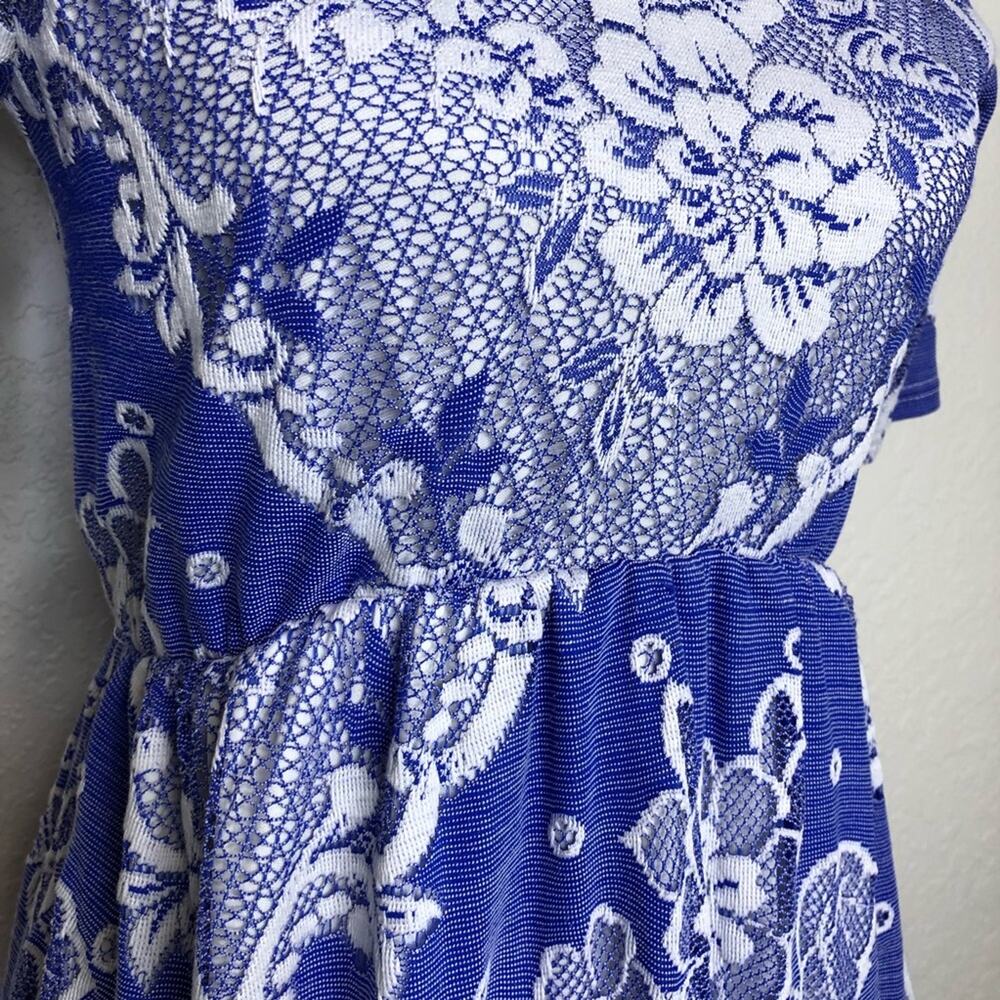 ASOS Maternity blue white floral crochet overlay dress size 4 - Picture 3 of 12